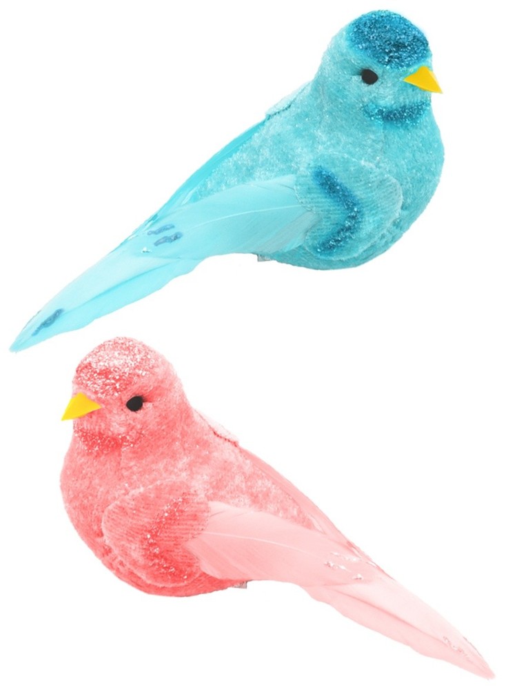 Craft Dcor Essentials FeatheredBird 4.3" 2/Pkg-Pastel