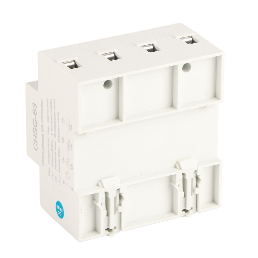63A 3Phase DIN Rail Voltmeter Ammeter Auto-Overvoltage Overcurrent Protector AC