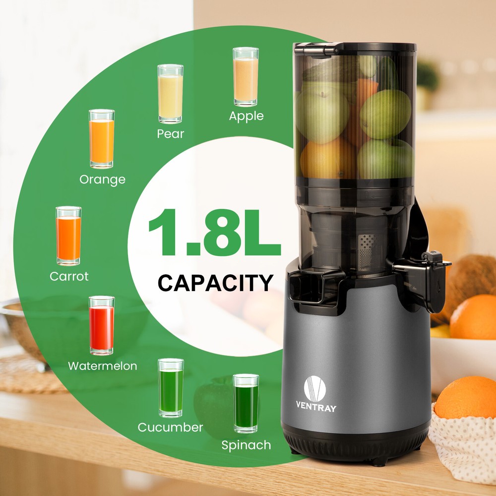 Ventray Slow Masticating Juicer Cold Press Juicer with 5.1" Extra Big Feed Chute