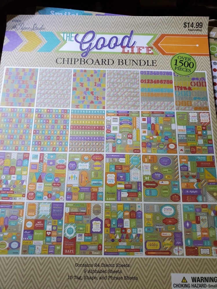 The Good Life Chipboard Bundle 1500 Pcs Alphabets, Tags, Shapes, Phrases