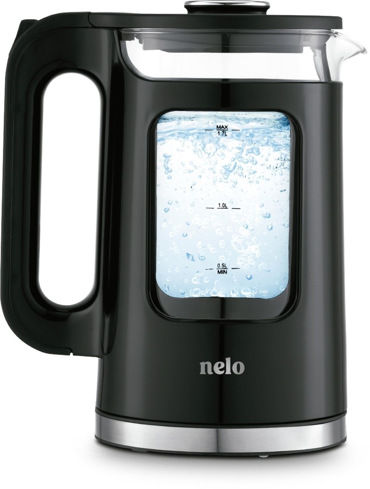 NELO Electric Kettle with Keep Warm Function, Sleek Glass Window Double Wall ...