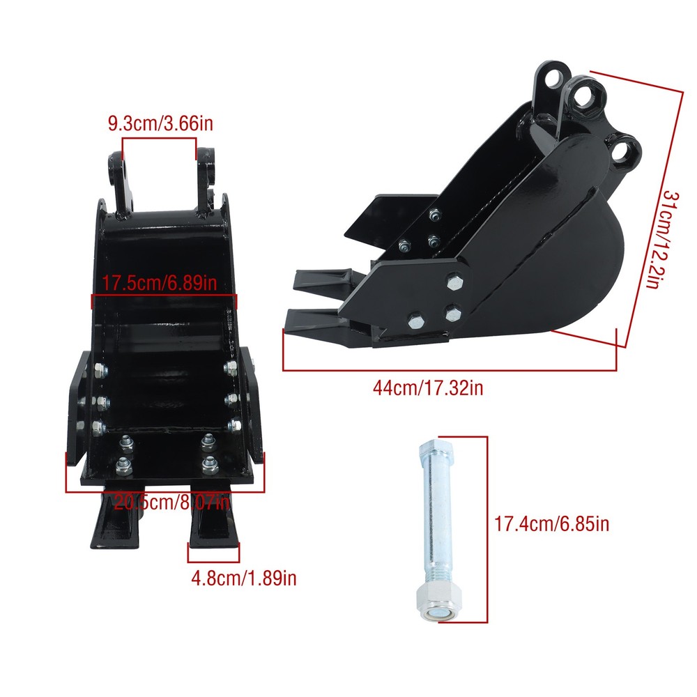 200mm Narrow Bucket Accessory for Mini Excavators Small Digger Attachment