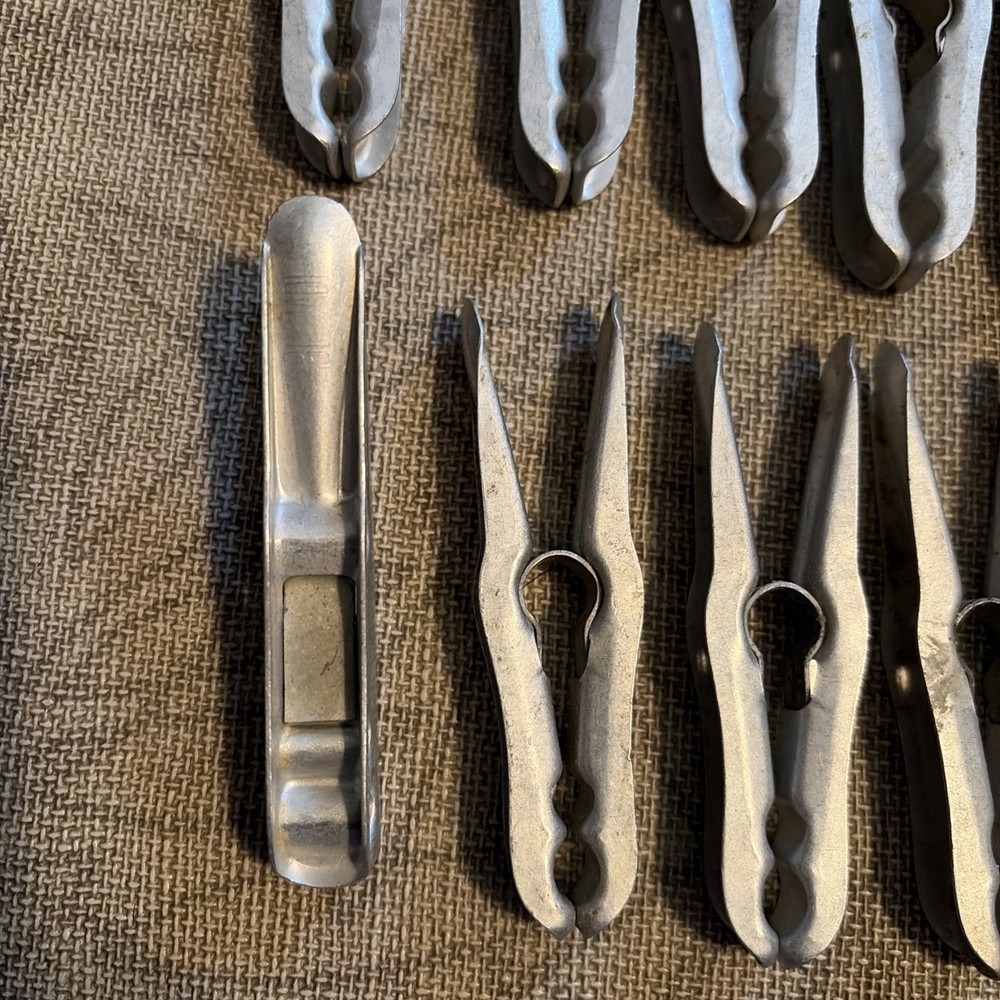 20 Vintage 3" Aluminum Clothespins - Spring Clips