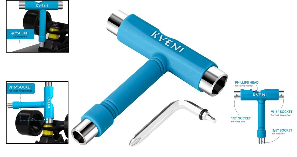 Compact Multi-Function Skateboard Tool - T-Type Allen Key & Phillips Screwdriver