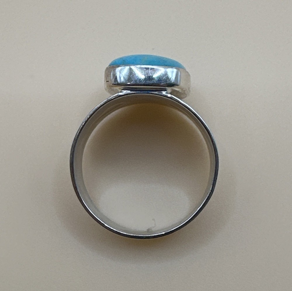 925 Sterling Silver Square Turquoise Stone Ring /Size 11