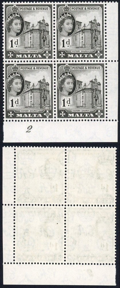Malta SG268 1d Black Plate 2 U/M Block