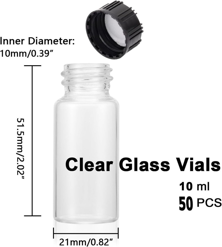 Clear Glass Vials with Screwcap Empty Bottles Liquid Sampling Sample...