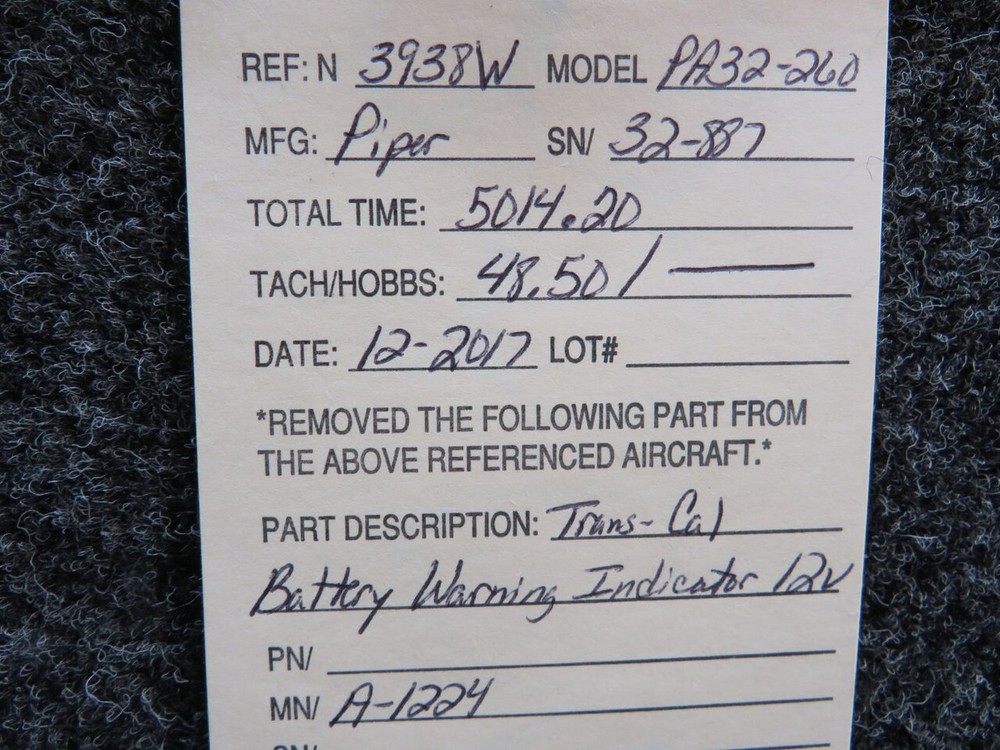A-1224 Trans-Cal Battery Warning Indicator (Volts: 12)