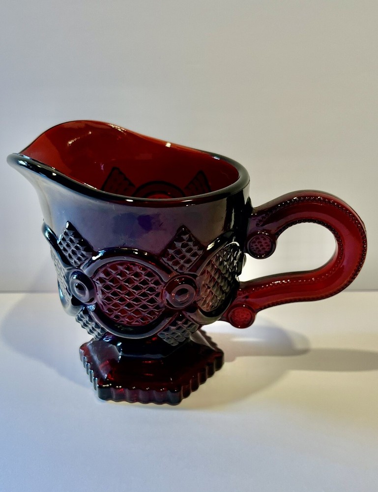 Vintage 1876 CAPE COD Collection RUBY RED Creamer AVON