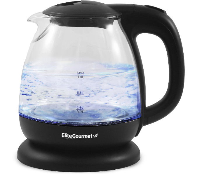 1L Electric Glass Water Kettle Fast Boil, Black LED, Auto Shut-Off