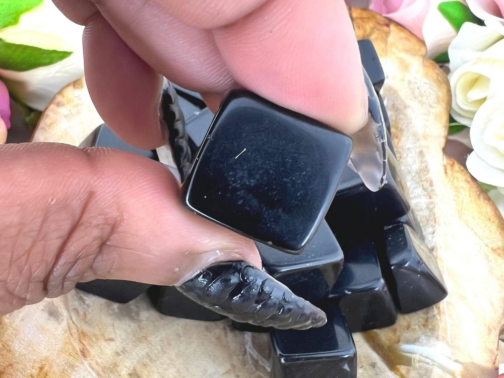 Black obsidian mini crystal cube - black obsidian cube - obsidian mini cube -