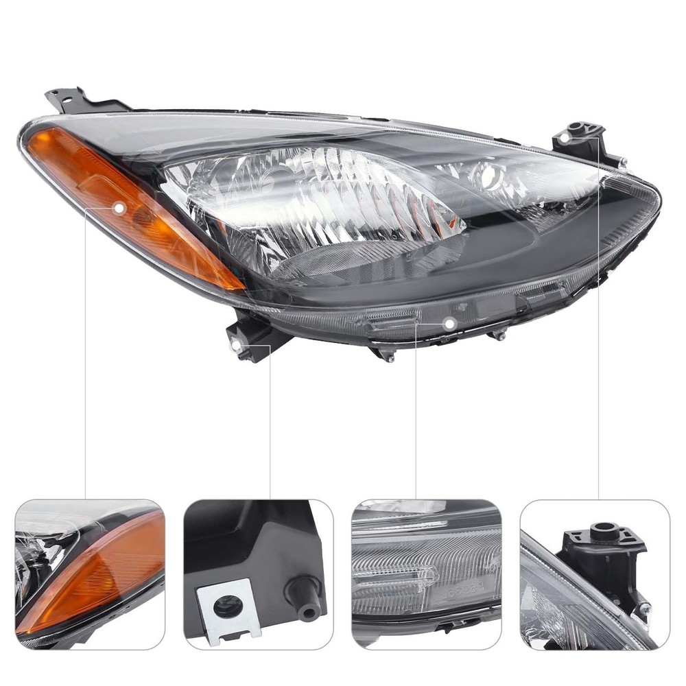 Halogen Headlights Assembly Pair for 2 2011-2014 MA2519144 Clear Lens