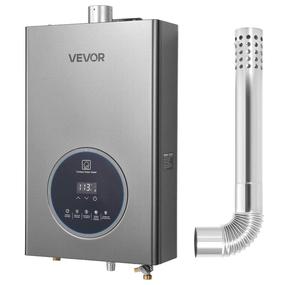 VEVOR Gas Tankless Water Heater 4.3Gal 100000 BTU Smart Temp Control LED