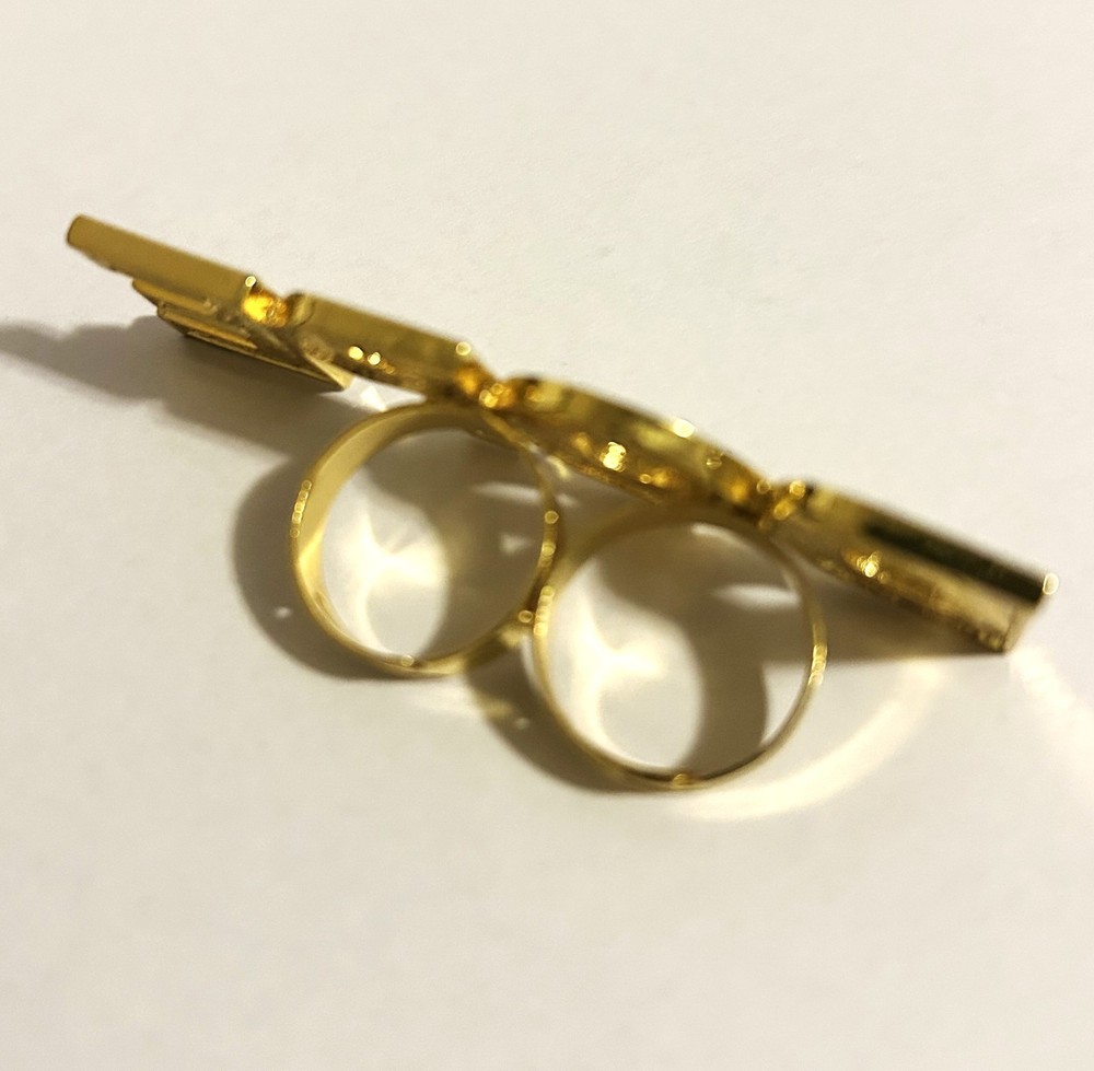 DOPE 2 Finger Gold Plated Clear CZ Adjustable Ring
