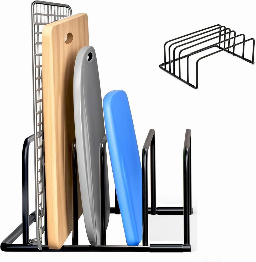 Kitchen Cutting Board Organizer Rack, 5-Slot Storage Holder for Boards, Bakeware