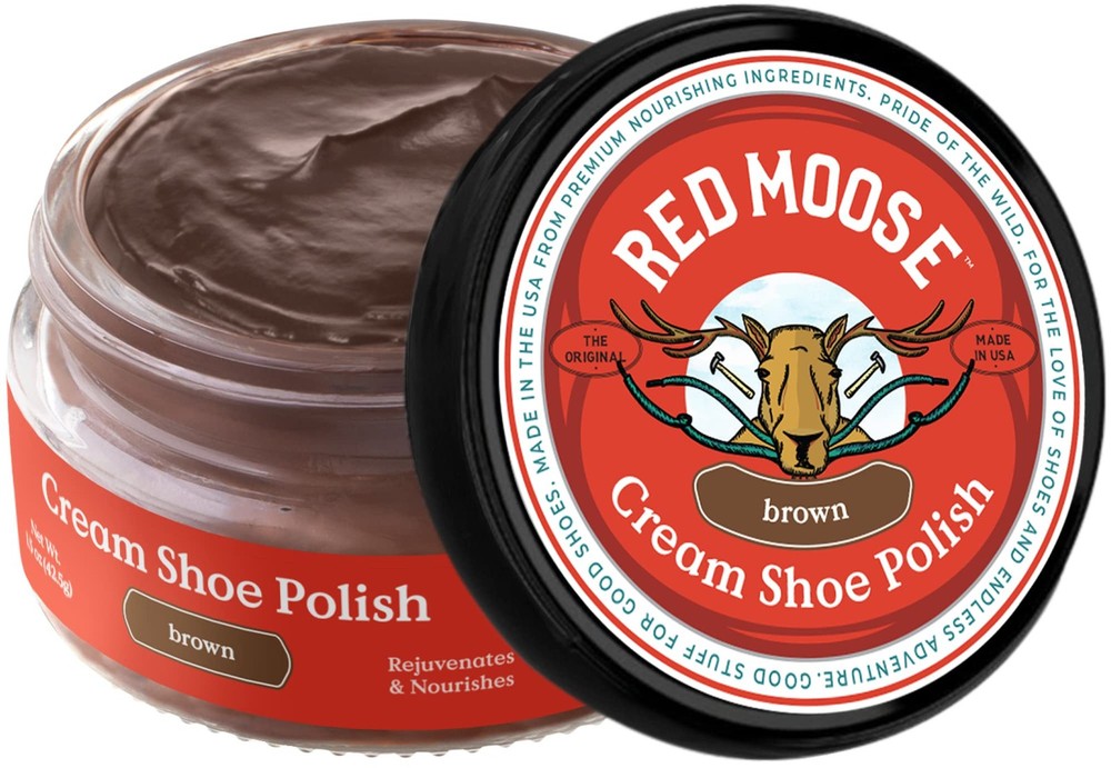 RED MOOSE Premium Brown Boot and Shoe Cream Polish - Medium,