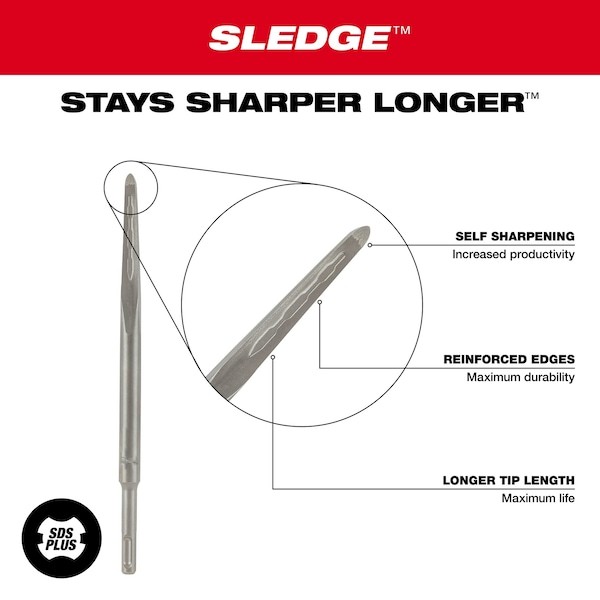 Milwaukee Tool 48-62-6050 Sds-Plus Sledge 10" Bull Point Chisel