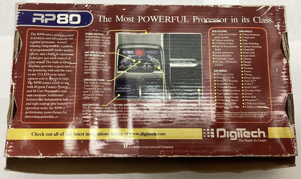 DigiTech RP80 Multi Effects Pedal Modeling Guitar Processor w/ Power Supply Box