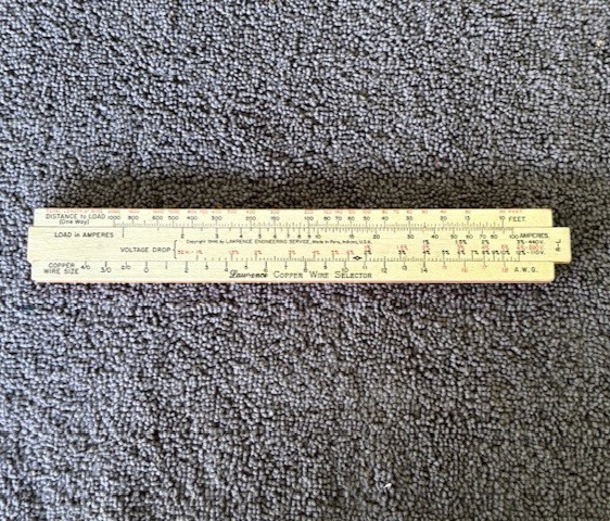 1946 LAWRENCE ENGINEERING Copper Wire Selector Voltage Drop 8-L Slide Rule