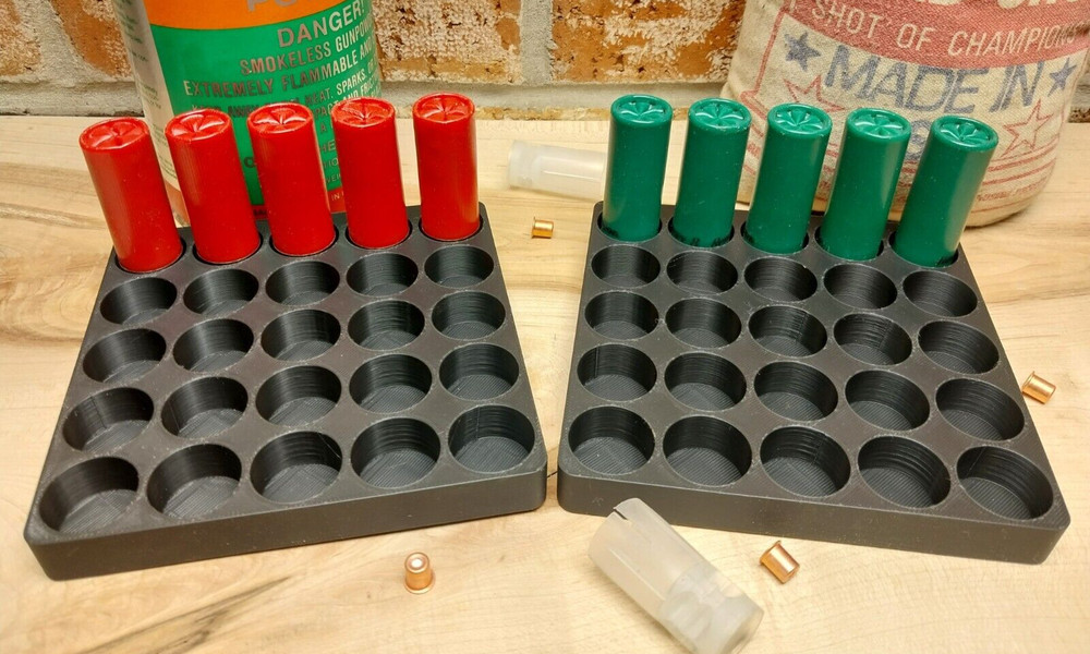 12 Gauge Shot Shell Reloading Tray/Block  25 Shells - 2 Pack - Black