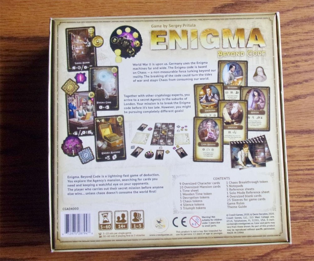 CrowD Games 2020 ENIGMA Beyond Code game ww2 decipher (NM)