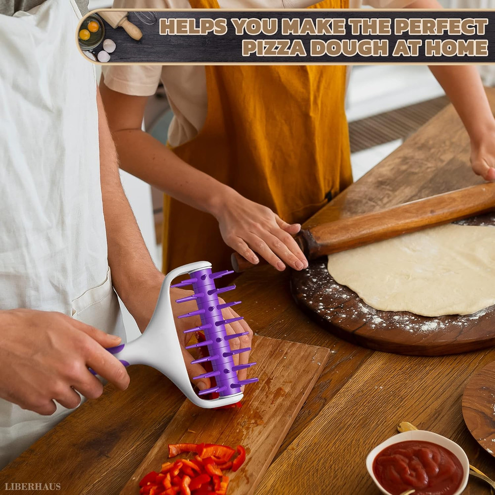 Pizza Docker Roller - 7.7" X 4.8" Plastic Pizza Dough Roller for Even Crust Prep