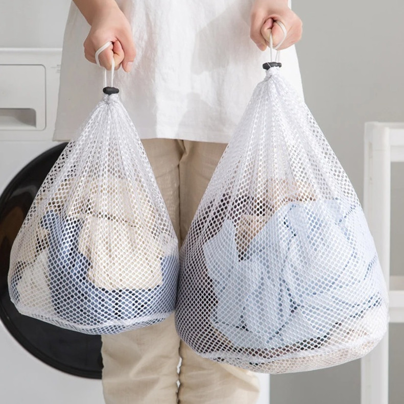 1 pc Large Mesh Laundry Washing Bag Organizer with Drawstring Closure