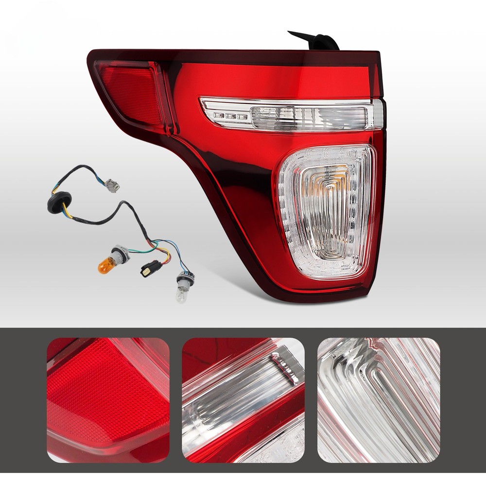 LED Tail Light For 2011-2015 Ford Explorer Red Clear With Bulbs Left Driver Side