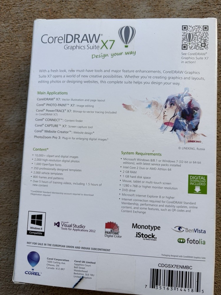 Corel Draw Graphic Suite X7 Program Education Ed 2014 Unopened New