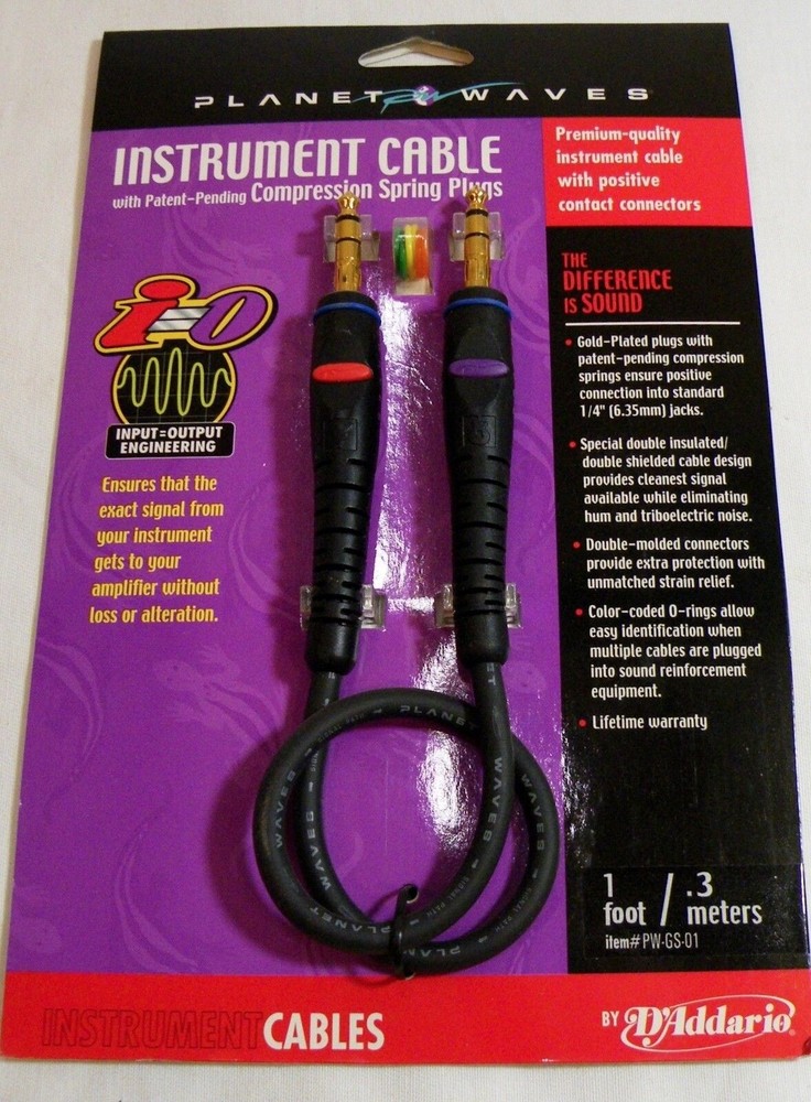 Planet Waves 1 foot Instrument Cable -NEW