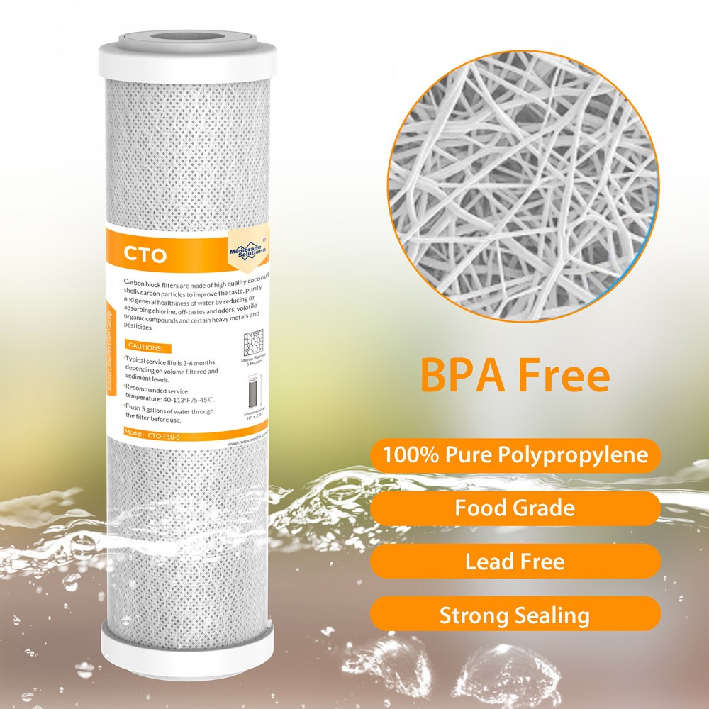 1-4 Pack 5 Micron 10"x2.5" CTO Carbon Block Water Filter Cartridges Replacement