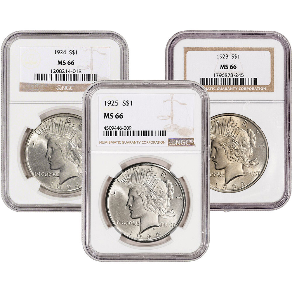 US Peace Silver Dollar - NGC MS66 - Random Date and Label