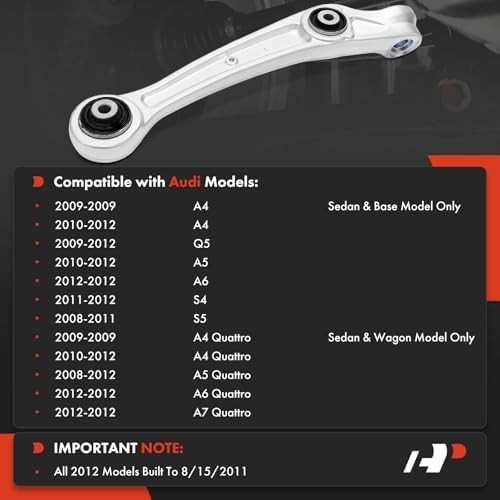 Front Left Forward Lower Control Arm, with Bushing, Compatible with Audi - -