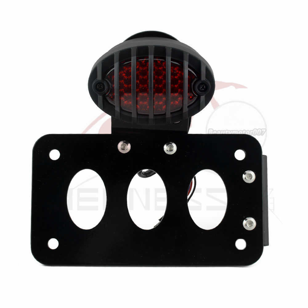 Motorcycle Side Mount LED Tail Light w/ License Number Plate For Bobber Chopper