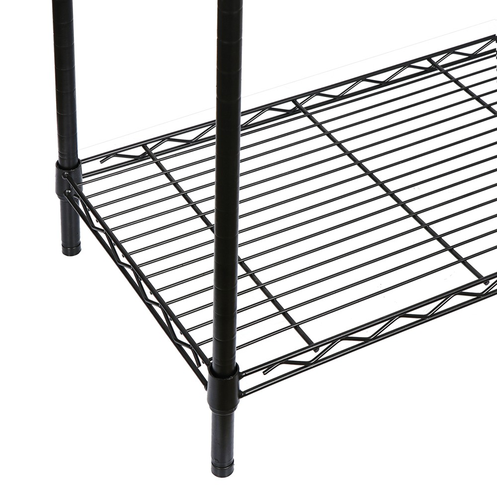 4 Shelf Metal Wire Shelving Rack Holder Adjustable Storage Unit Organizer Black