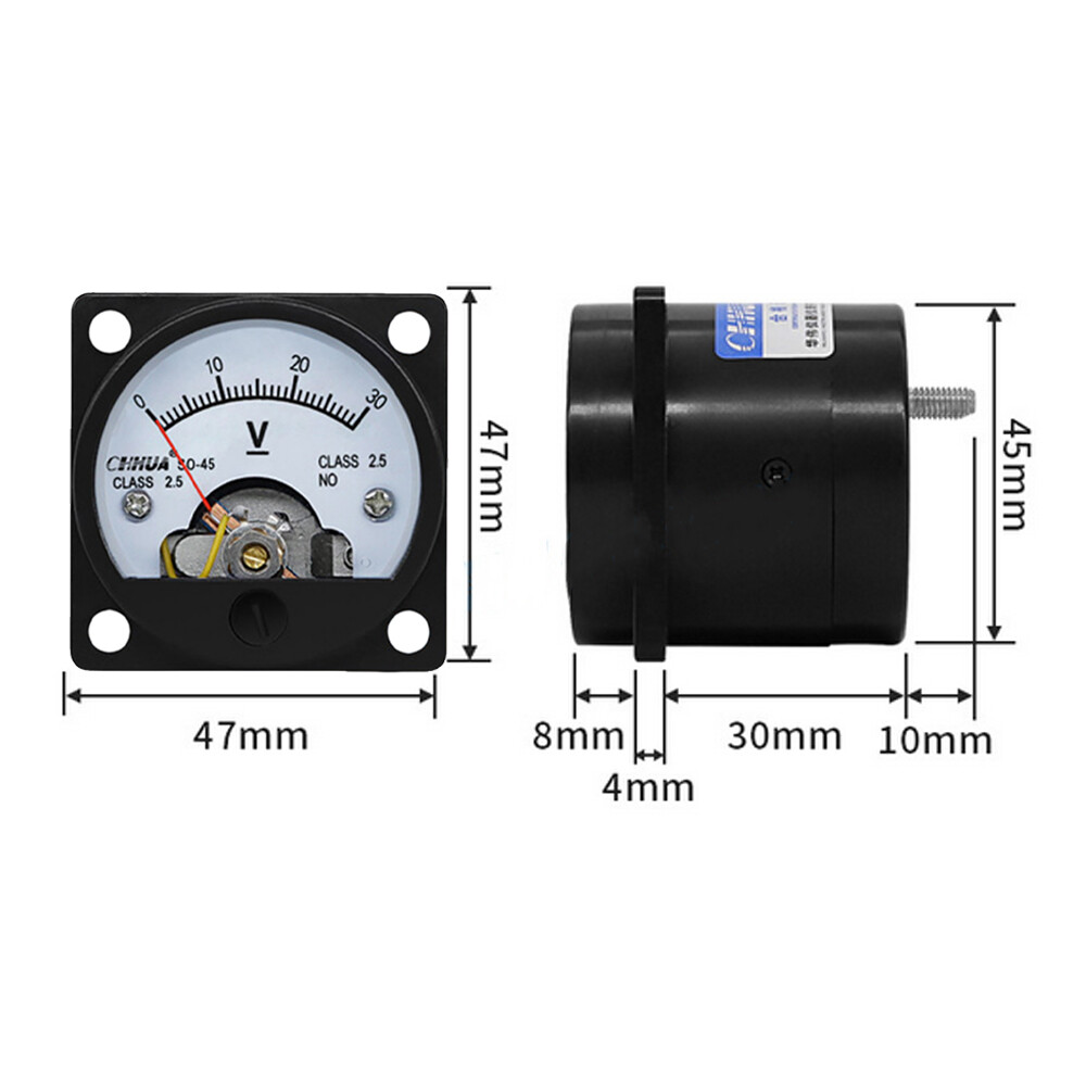 US DC 0- 30V Analog Voltmeter Analogue Voltage panel meter SO45 directly Connect