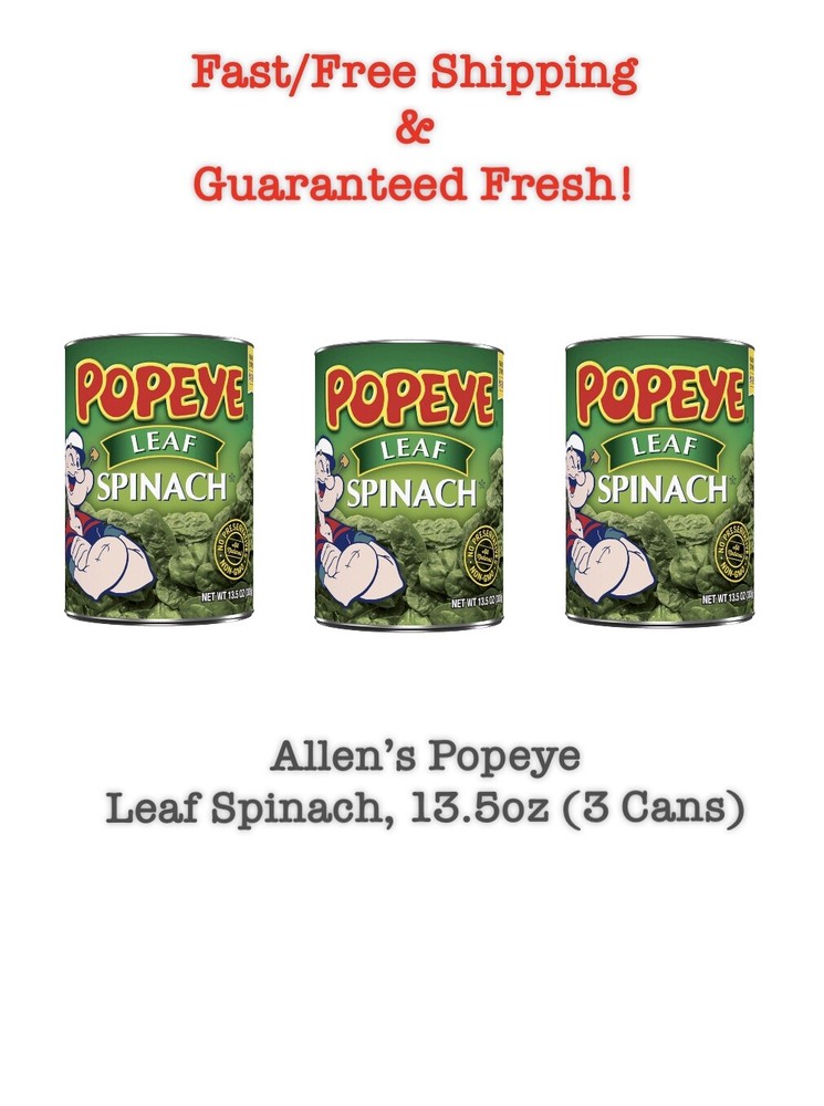 Allen’s Popeye Leaf Spinach, 13.5oz (3 Cans)