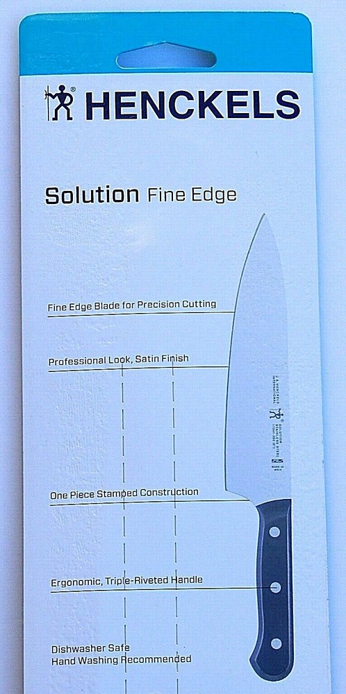 HENCKELS SOLUTION FINE EDGE 8" CHEF'S KNIFE BLACK NEW AUTHENTIC