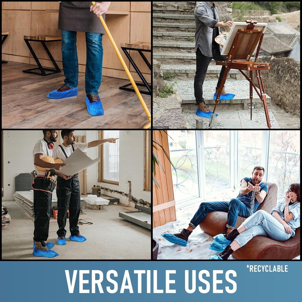 Disposable Non-Slip Shoe Covers 100 Pack - Waterproof & Eco-Friendly