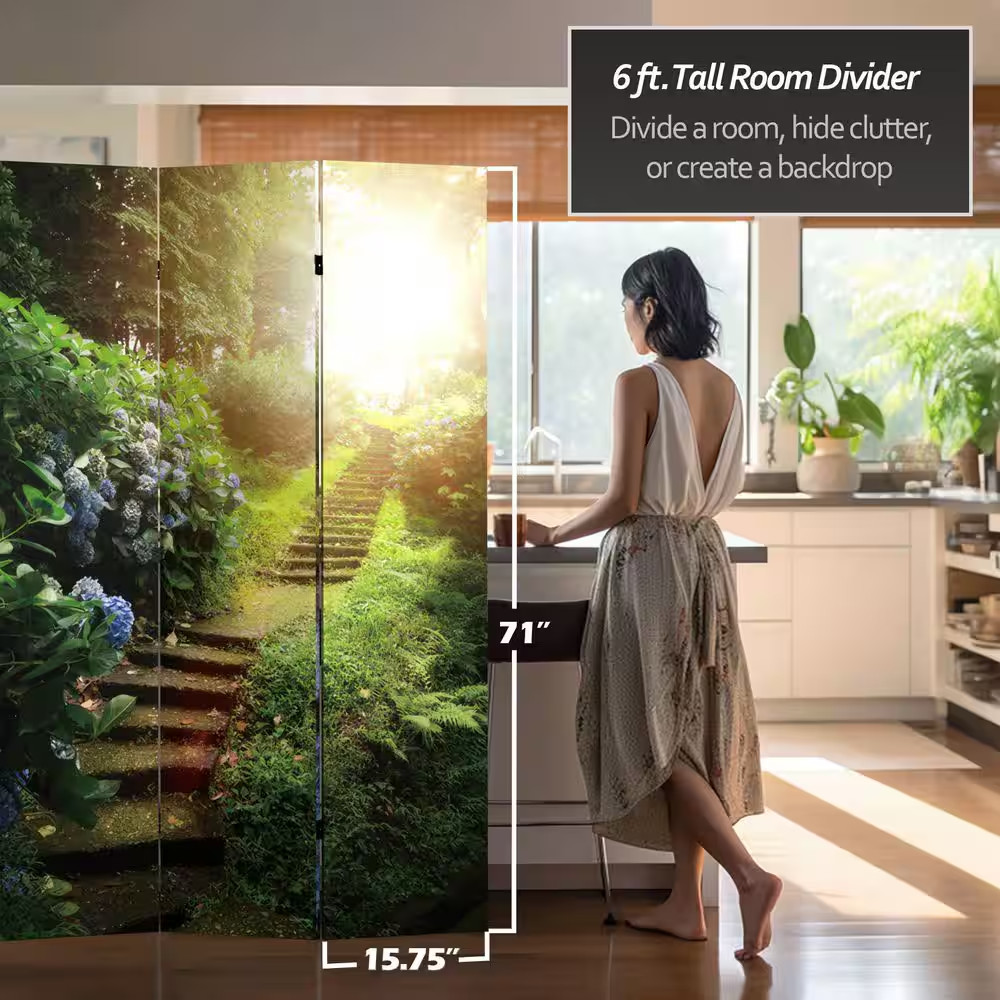 6 Ft. Printed 3-Panel Room Divider