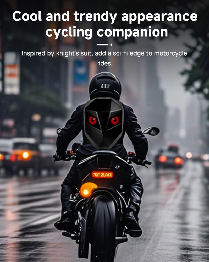 New Cool Tech LED Motorcycle Backpack with Illuminated Eye Display in Black