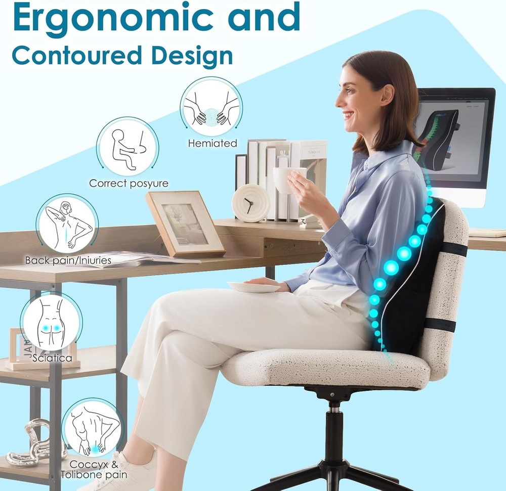 Niceeday Lumbar Support Pillow for Office Chair Car Back Support Pillow, Memory