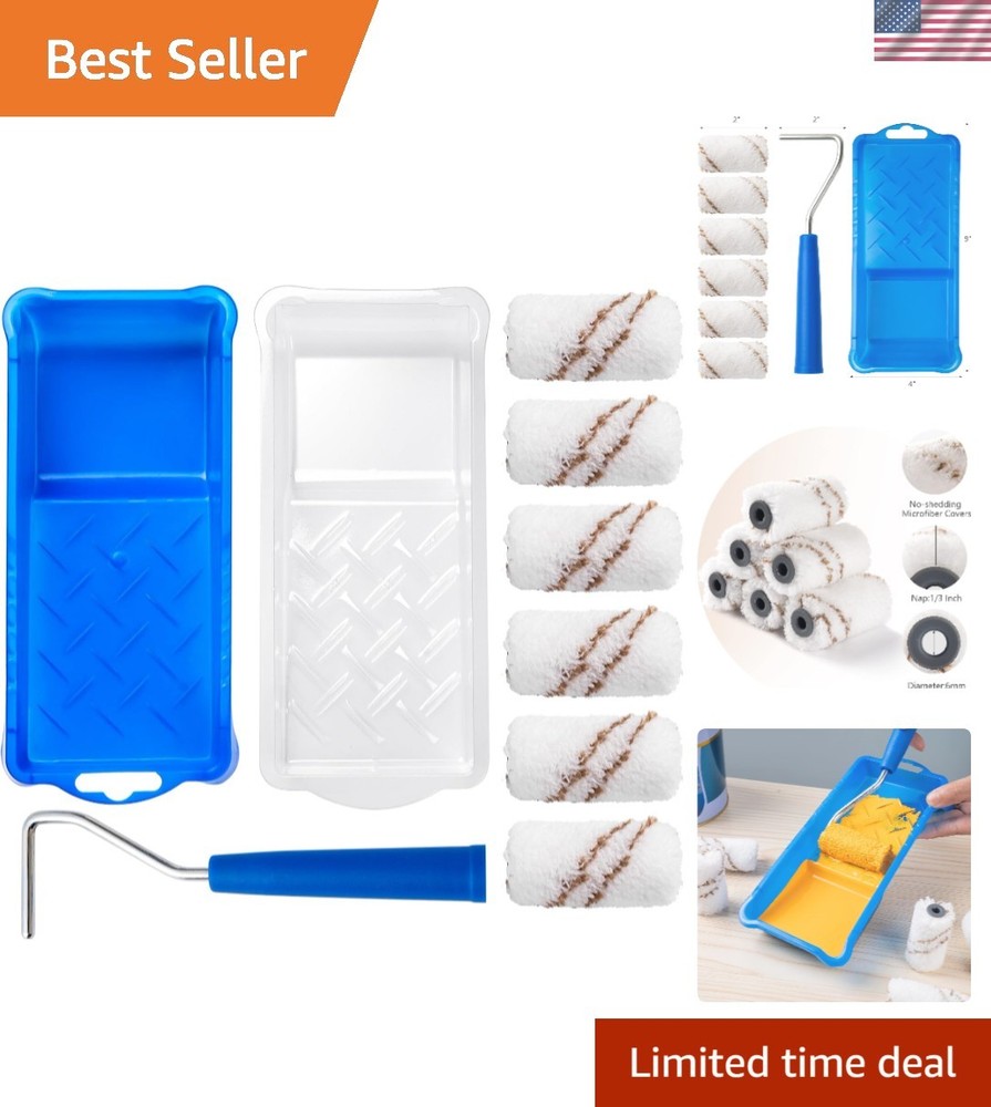 Compact Microfiber Paint Roller Pack - 9 Pieces for Effortless Home Renovation