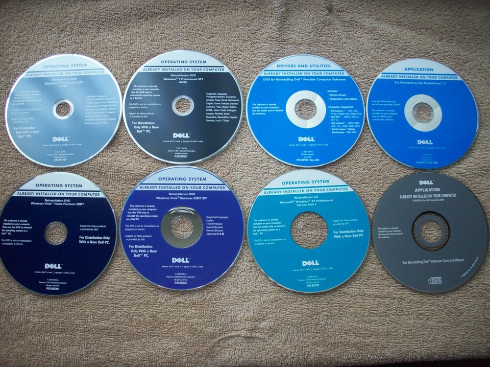 8 Dell Cds Discs For Applications-Drivers & Utilities-Monitors-Operating System