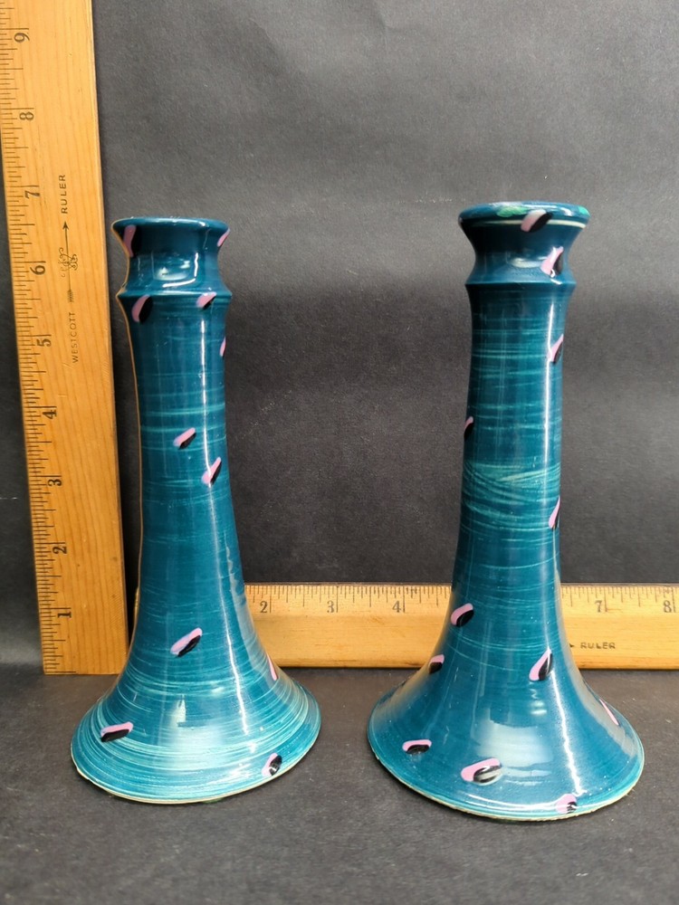 Pair of 6"  Ceramic Candle Stick Holders