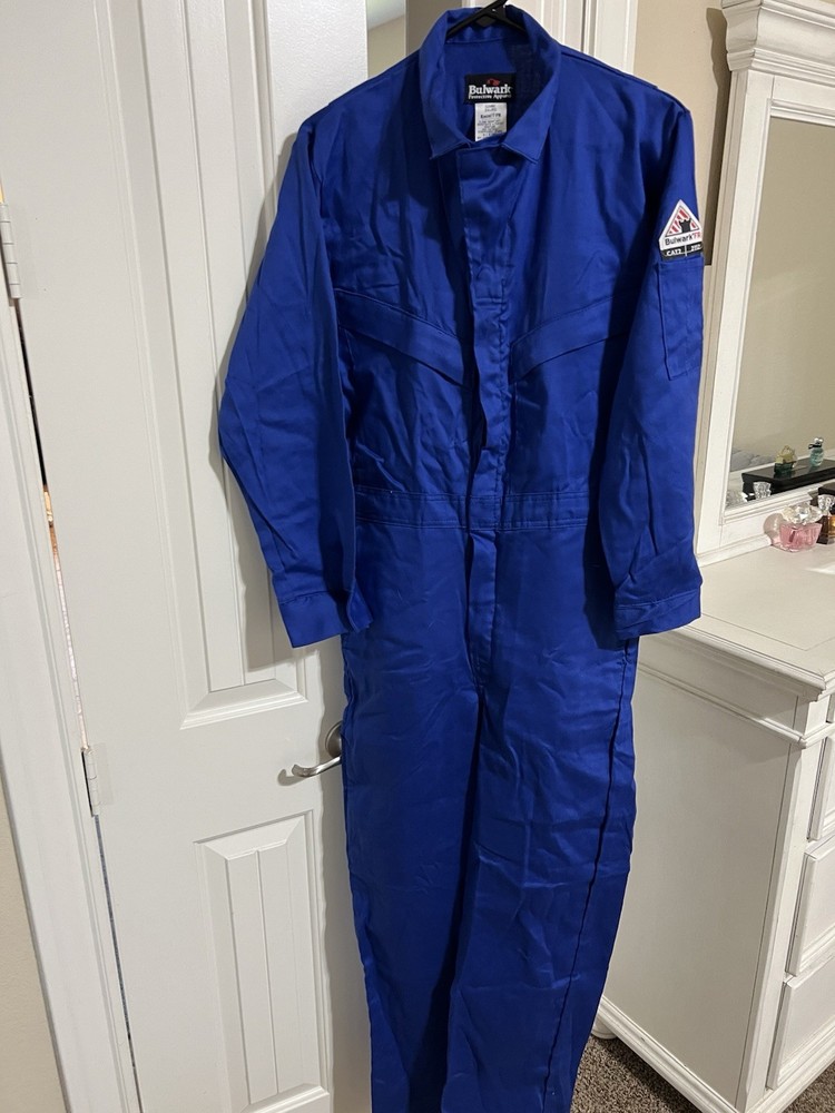 Bulwark Flame Resistant Coverall – Royal Blue, Size 34 Regular