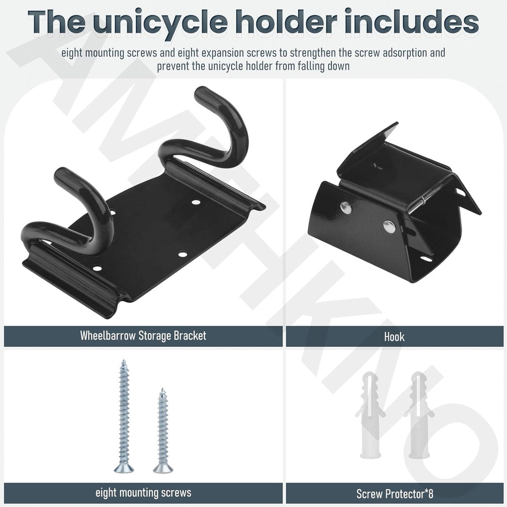 Wheelbarrow Storage Bracket - 90 Lbs Capacity, Use for Most Wheelbarrows, Effect