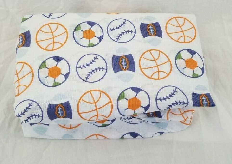2 Summersault Blue Sports Fitted Crib Sheets NIP