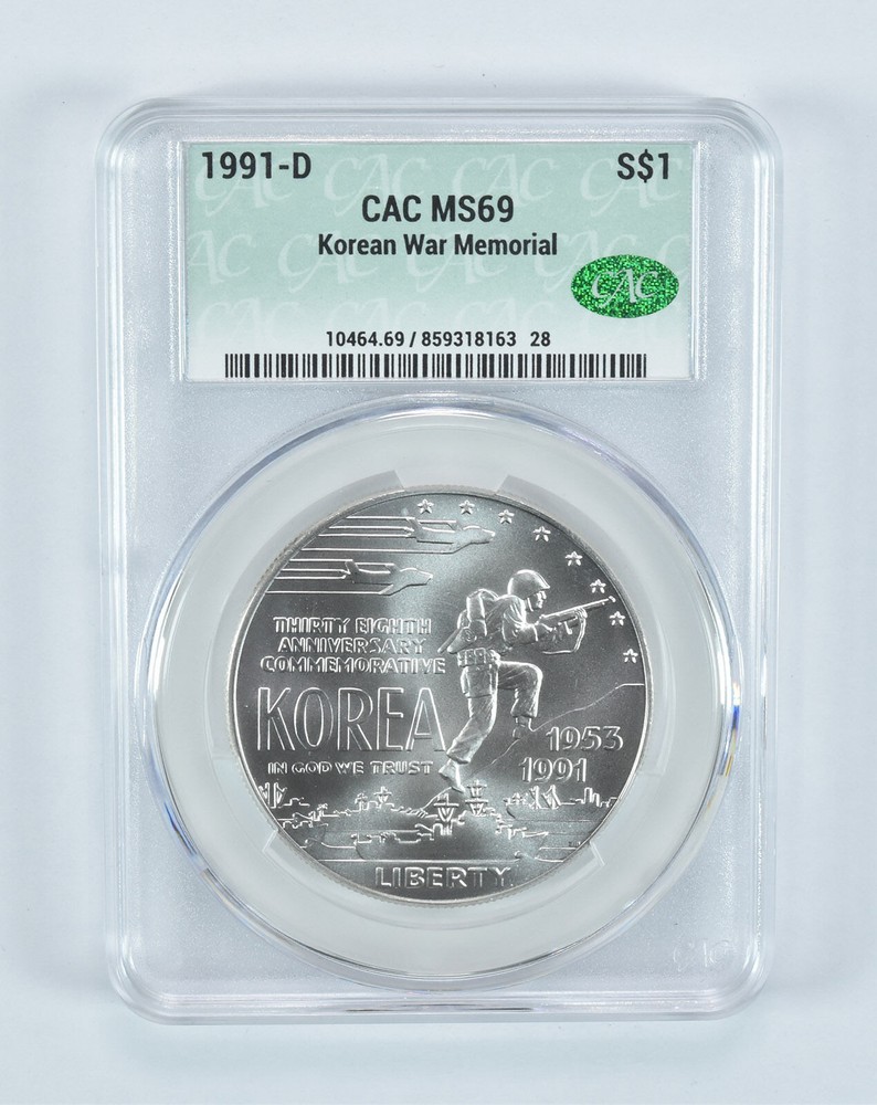 1991-D Korea Commemorative Silver Dollar MS69 CAC CACg