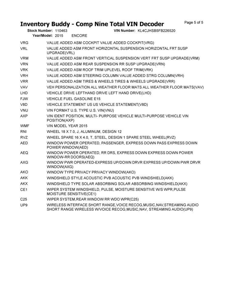 Passenger Right Quarter Panel Fits 13-22 ENCORE 10315207